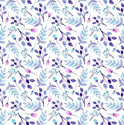 Fensterrollo mit blauem Blumenmuster