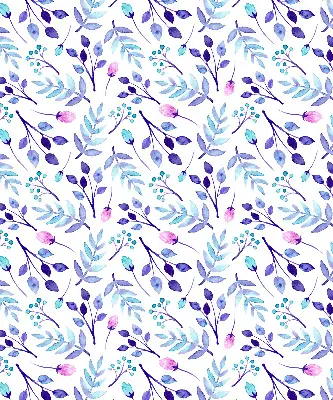 Fensterrollo mit blauem Blumenmuster