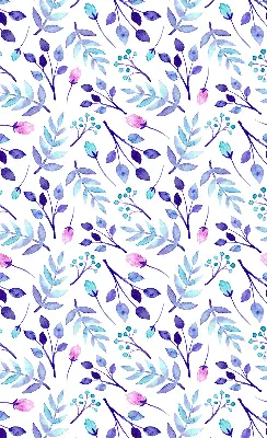 Fensterrollo mit blauem Blumenmuster