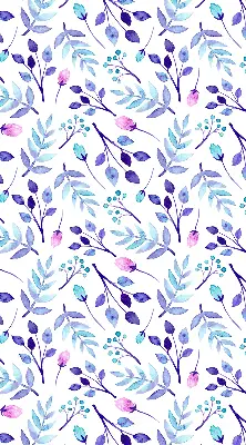 Fensterrollo mit blauem Blumenmuster