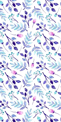 Fensterrollo mit blauem Blumenmuster
