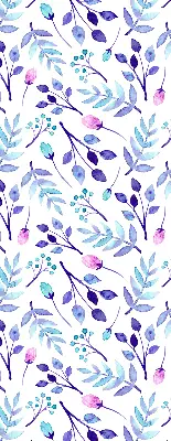 Fensterrollo mit blauem Blumenmuster