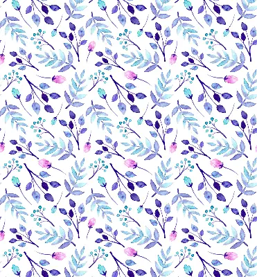 Fensterrollo mit blauem Blumenmuster