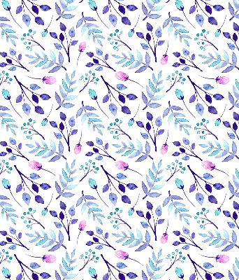 Fensterrollo mit blauem Blumenmuster