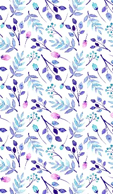 Fensterrollo mit blauem Blumenmuster