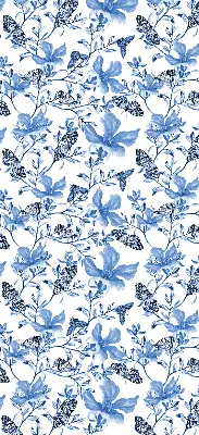 Fensterrollo innen mit blauem Schmetterlingsmotiv