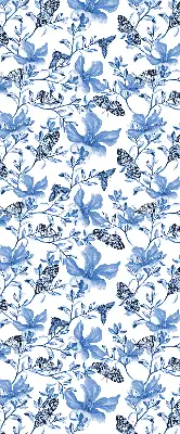 Fensterrollo innen mit blauem Schmetterlingsmotiv