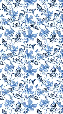 Fensterrollo innen mit blauem Schmetterlingsmotiv
