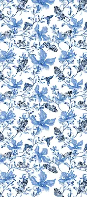 Fensterrollo innen mit blauem Schmetterlingsmotiv