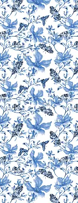 Fensterrollo innen mit blauem Schmetterlingsmotiv
