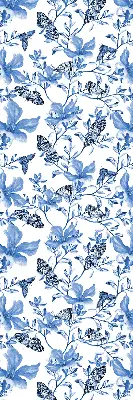 Fensterrollo innen mit blauem Schmetterlingsmotiv