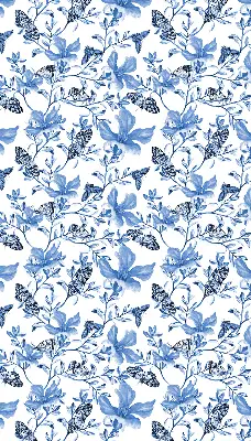 Fensterrollo innen mit blauem Schmetterlingsmotiv