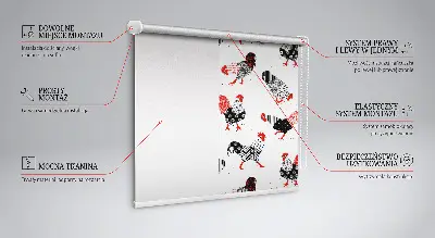 Fensterrollo mit Hähne Motiv