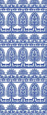 Fensterrollo für den Innenbereich mit blauem Muster