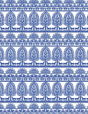 Fensterrollo für den Innenbereich mit blauem Muster