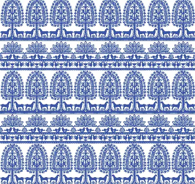 Fensterrollo für den Innenbereich mit blauem Muster
