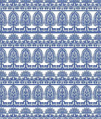 Fensterrollo für den Innenbereich mit blauem Muster