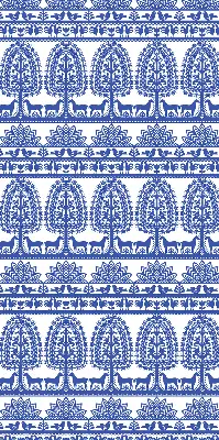 Fensterrollo für den Innenbereich mit blauem Muster