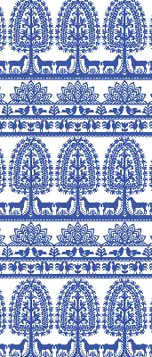 Fensterrollo für den Innenbereich mit blauem Muster