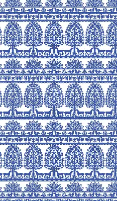 Fensterrollo für den Innenbereich mit blauem Muster