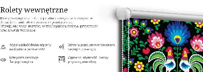 Fensterrollo für den Innenbereich mit Motiv Bunte Hähne