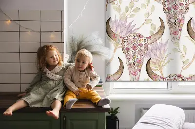 Rollo mit Motiv von bunten Büffelköpfen