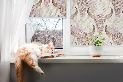 Rollo mit Motiv von bunten Büffelköpfen