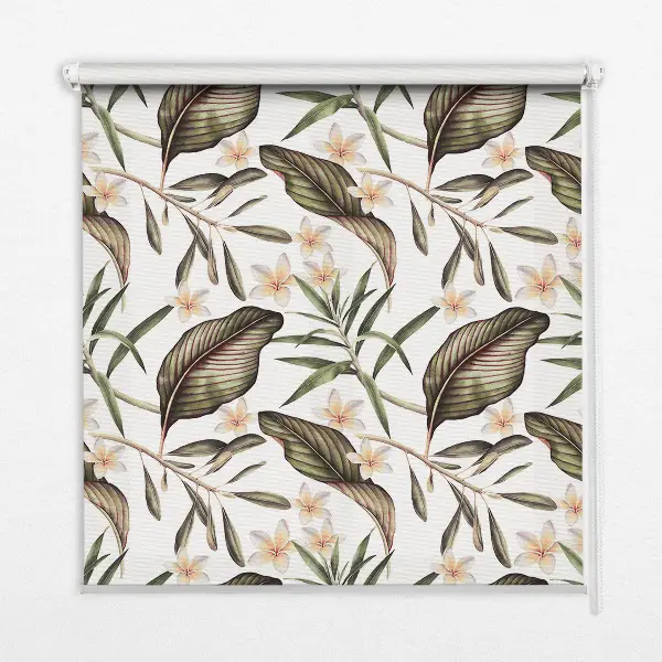 Fensterrollo mit Blumen- und Stielen-Motiv
