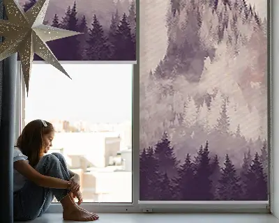 Fensterrollo für innen mit Motiv bemalte Berge