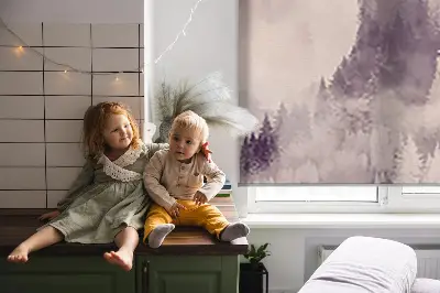 Fensterrollo für innen mit Motiv bemalte Berge