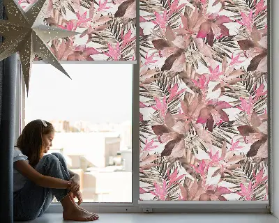 Fensterrollo mit Motiv blühender Rosen