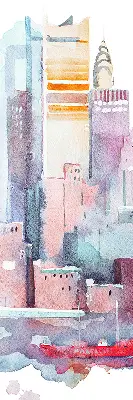 Rollo Fenster mit dem Motiv Farbenfrohe Stadt