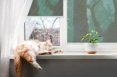 Fensterrollo für den Innenbereich mit Baummotiv