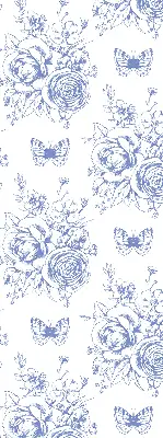 Rollo mit blauen Blumen und Schmetterlingen