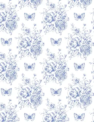 Rollo mit blauen Blumen und Schmetterlingen