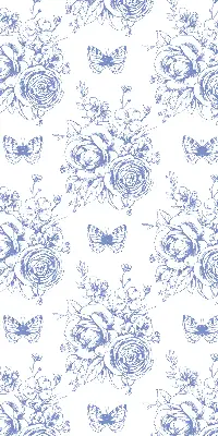 Rollo mit blauen Blumen und Schmetterlingen