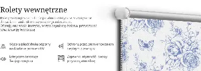 Rollo mit blauen Blumen und Schmetterlingen