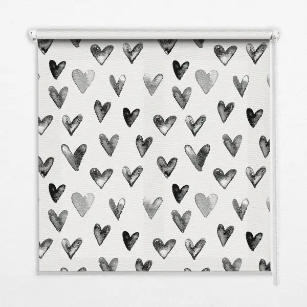 Fensterrollo mit Motiv schwarze Herzen