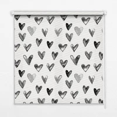 Fensterrollo mit Motiv schwarze Herzen