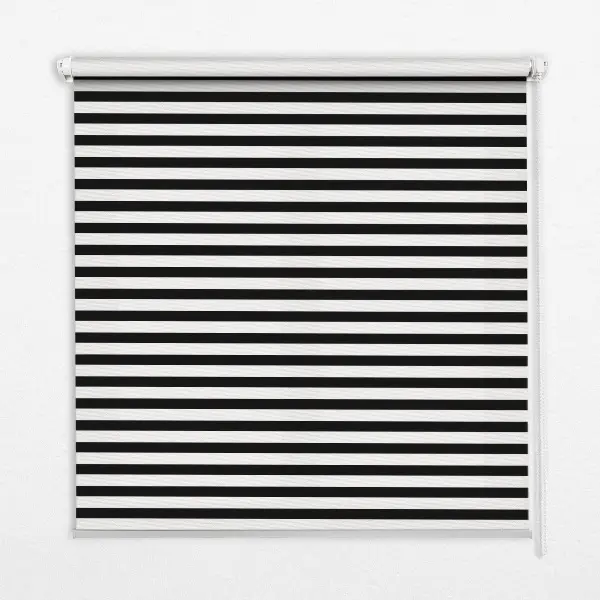 Fensterrollo mit schwarzem Streifenmuster