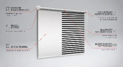 Fensterrollo mit schwarzem Streifenmuster