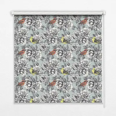 Fensterrollo mit Blumenmotiv
