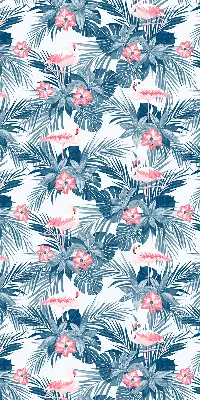 Fensterrollo für den Innenbereich mit tropischem Pflanzen und Flamingos Motiv