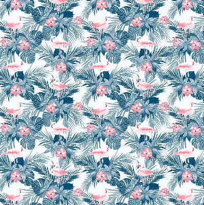 Fensterrollo für den Innenbereich mit tropischem Pflanzen und Flamingos Motiv