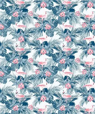 Fensterrollo für den Innenbereich mit tropischem Pflanzen und Flamingos Motiv