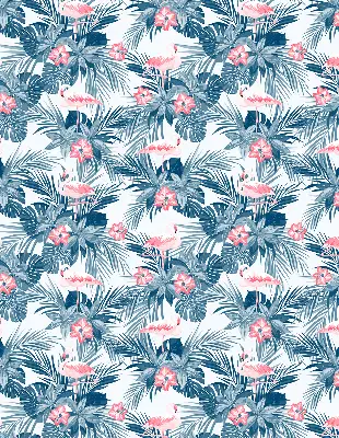 Fensterrollo für den Innenbereich mit tropischem Pflanzen und Flamingos Motiv