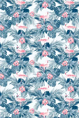 Fensterrollo für den Innenbereich mit tropischem Pflanzen und Flamingos Motiv