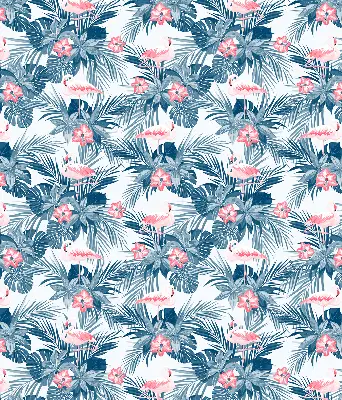 Fensterrollo für den Innenbereich mit tropischem Pflanzen und Flamingos Motiv