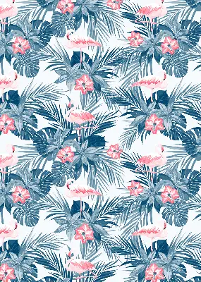 Fensterrollo für den Innenbereich mit tropischem Pflanzen und Flamingos Motiv