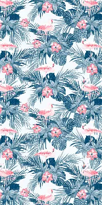 Fensterrollo für den Innenbereich mit tropischem Pflanzen und Flamingos Motiv